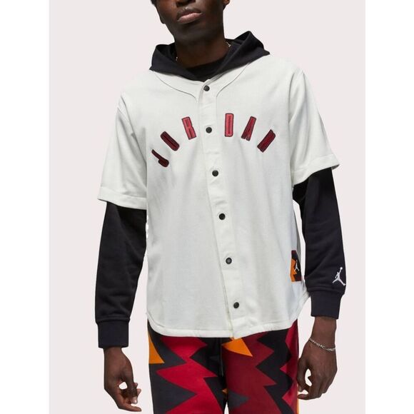 Nike Air Jordan Flight MVP Baseball "Sail" Stitched Hoodie Jersey Men's Small - Picture 1 of 14